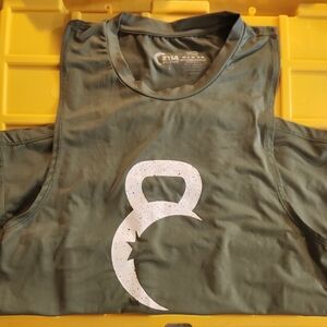 ZYIA Olive Tank Top with White Kettlebell Design
